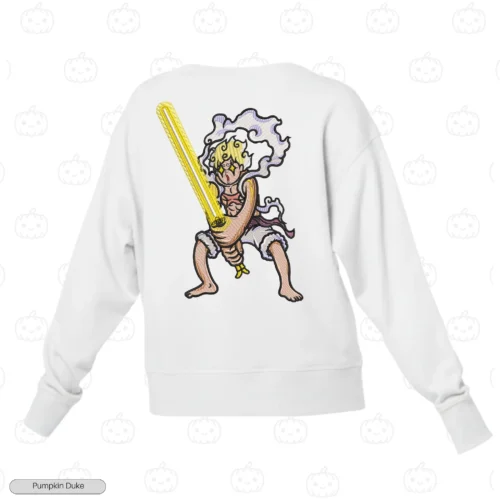 Luffy Vs Kizaru White Back Embroidery Sweatshirt Luffy Vs Kizaru Embroidery Sweatshirt