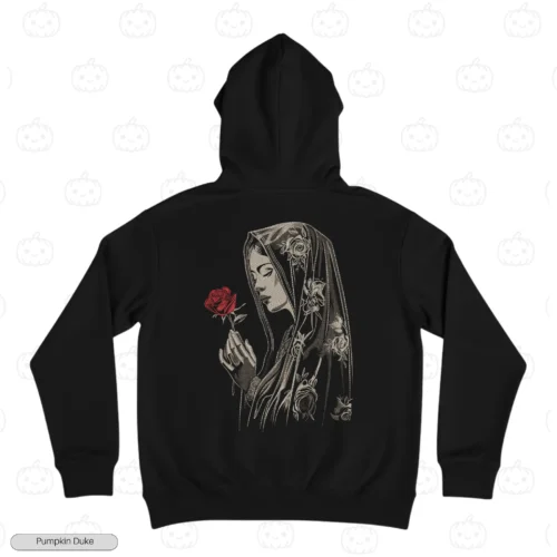 Mary Red Rose Embroidery Hoodie