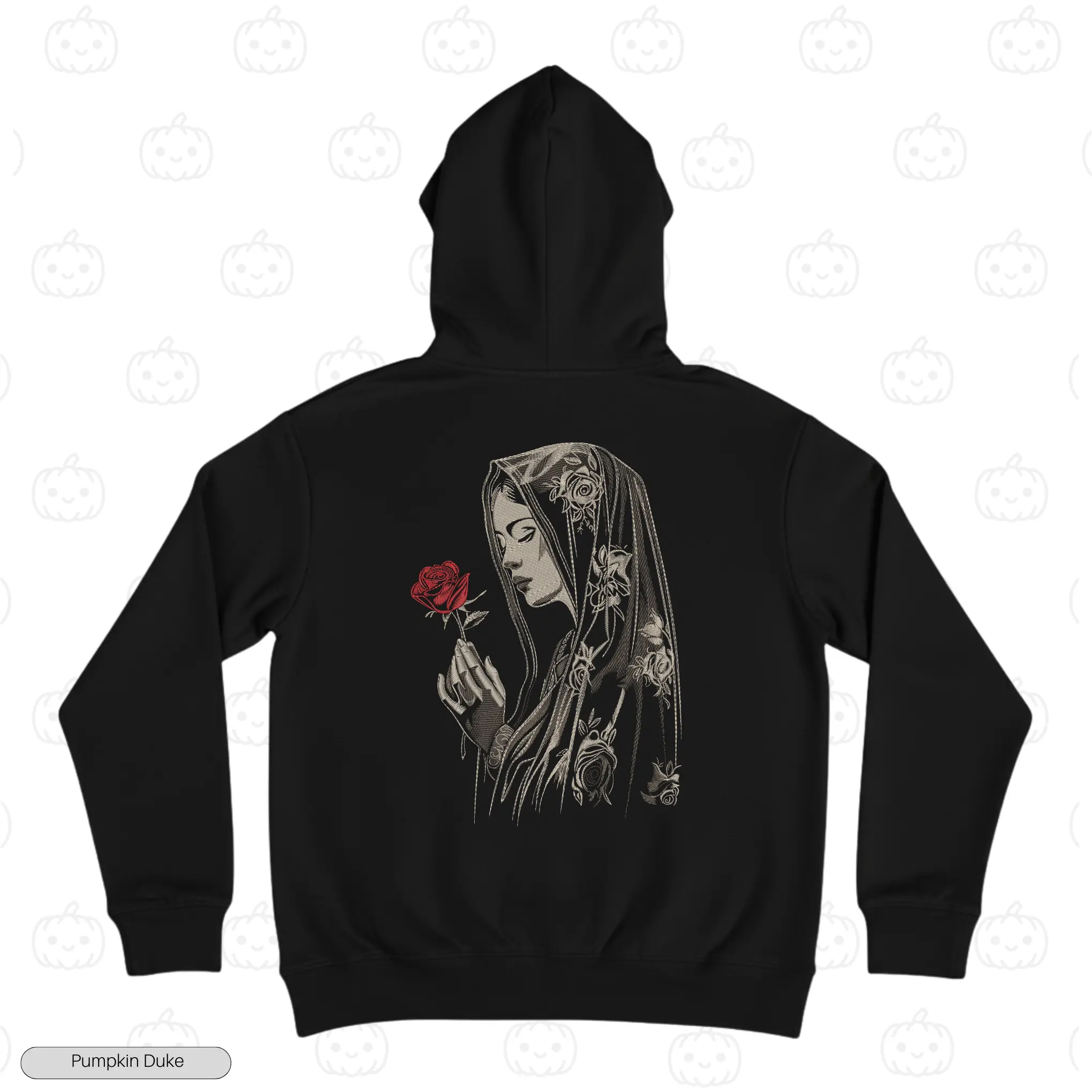 Mary Red Rose Embroidery Hoodie