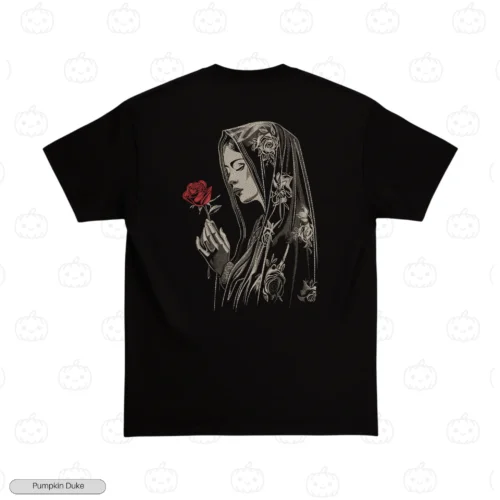 Mary Red Rose Embroidery T-Shirt