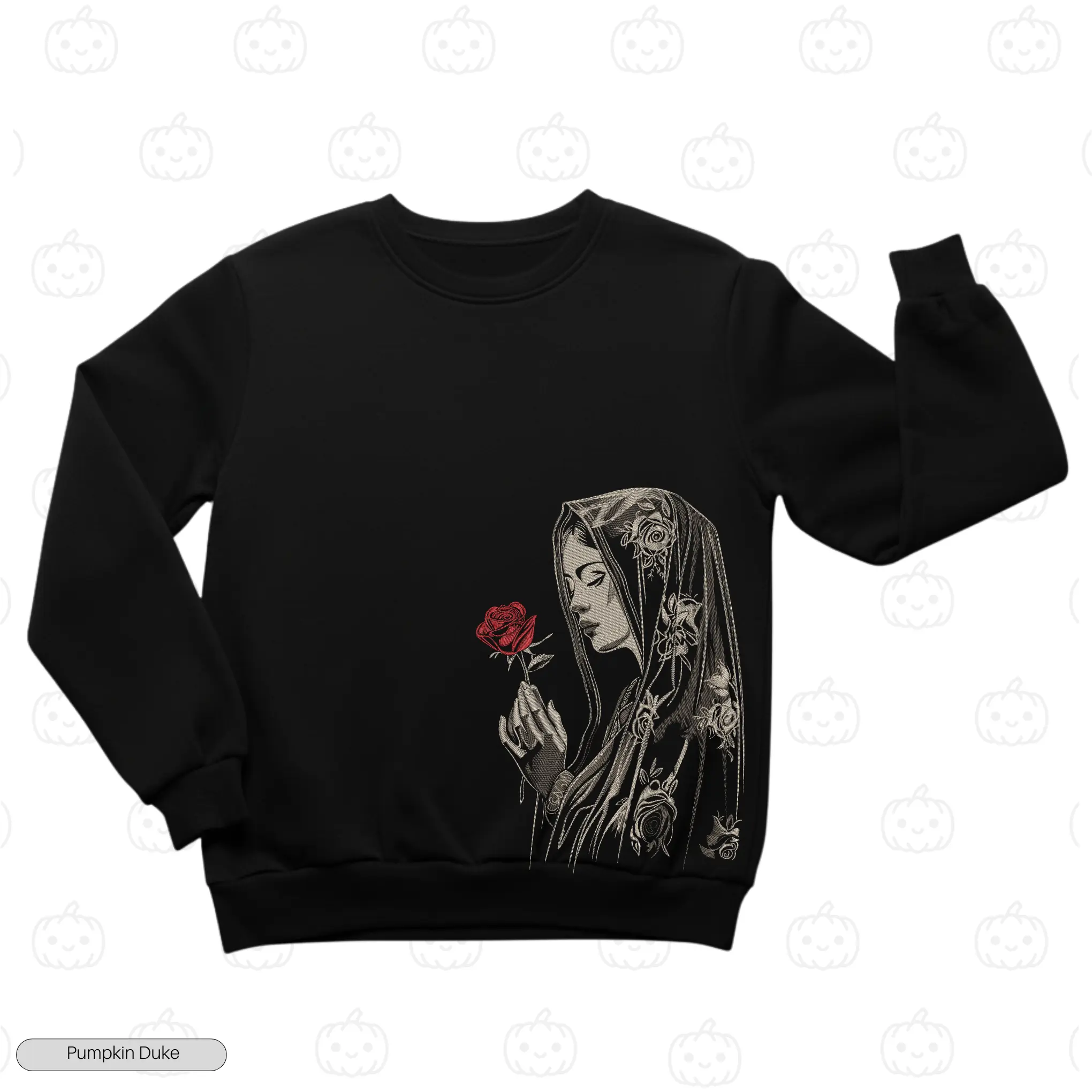 Mary Red Rose Embroidery Sweatshirt