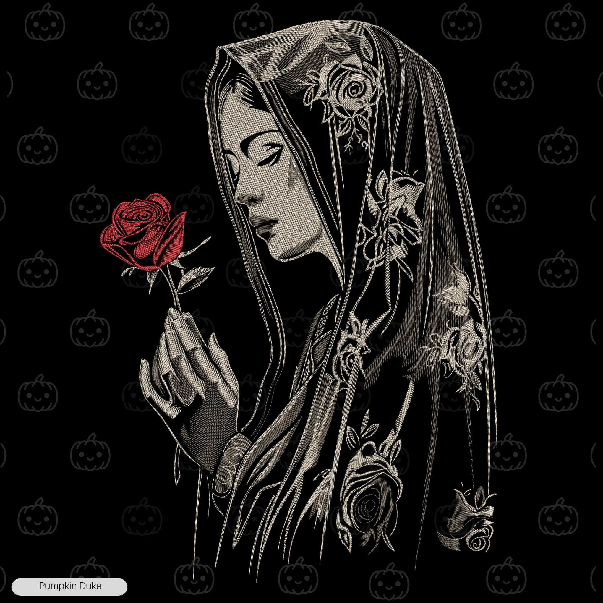 Mary Red Rose Embroidery T-Shirt