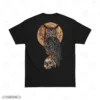 Owl Skull Black Back Embroidery T-Shirt Owl Skull Embroidery T-Shirt