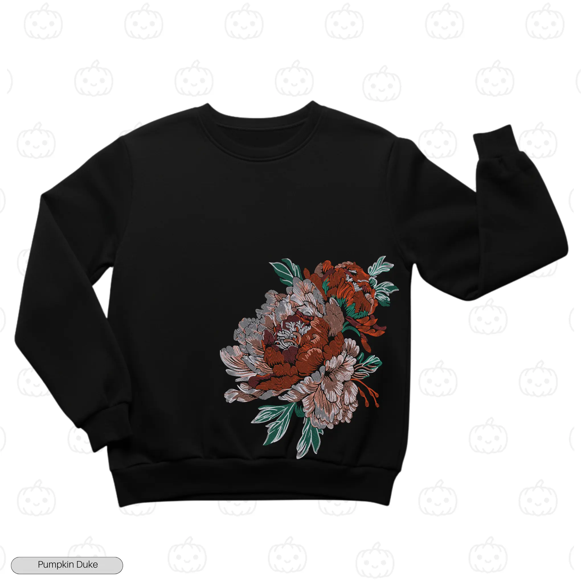 Peony Flower Embroidery Sweatshirt