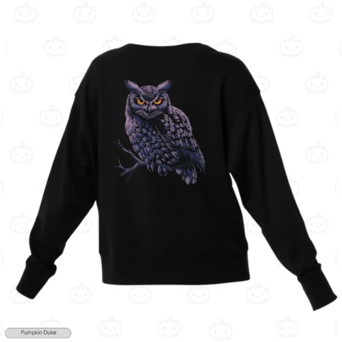 Purple Owl Embroidery Sweatshirt