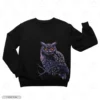 Purple Owl Black Logo Big Embroidery Sweatshirt Purple Owl Embroidery Sweatshirt