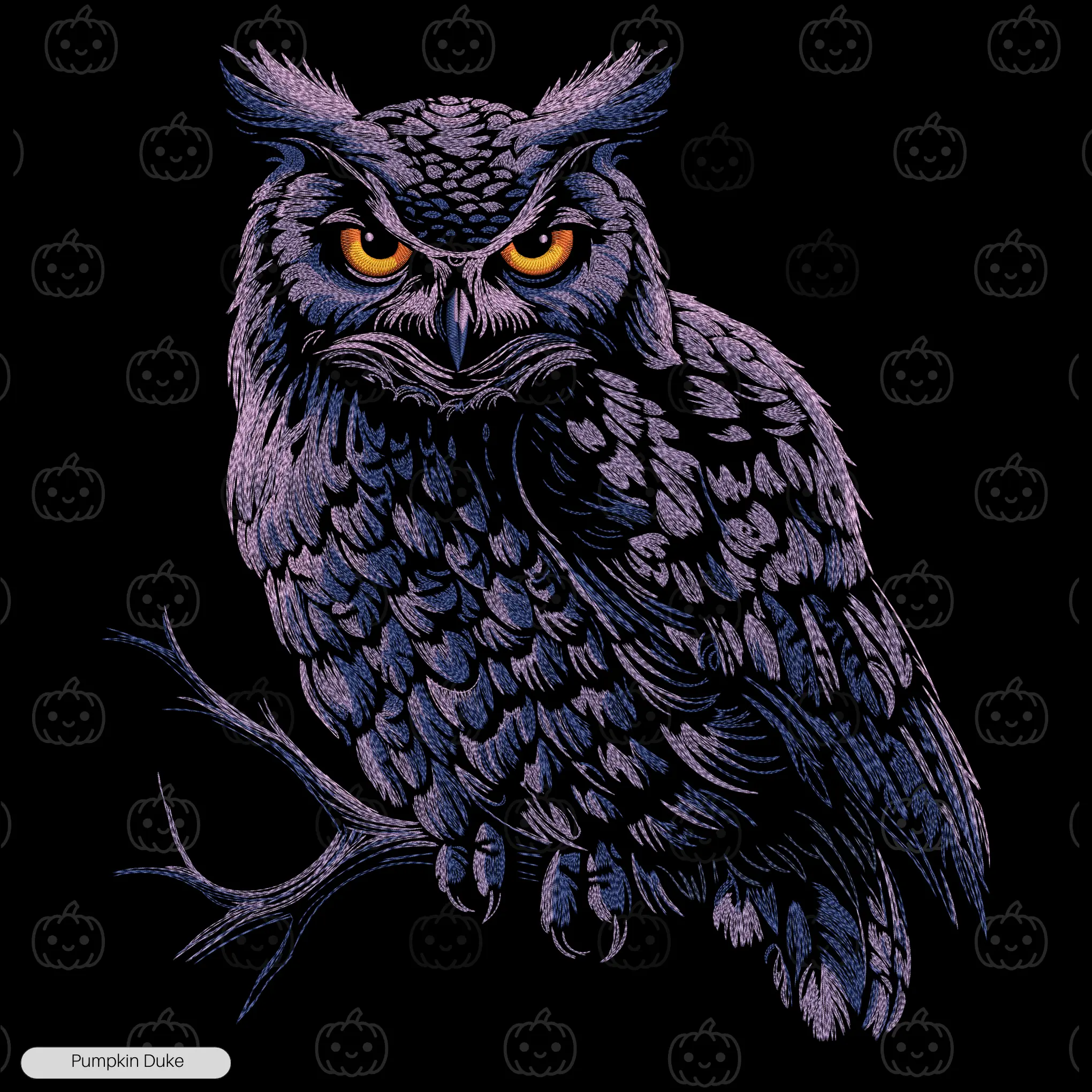 Purple Owl Embroidery Design Purple Owl Embroidery T-Shirt