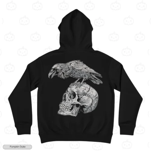 Raven Skull Embroidery Hoodie