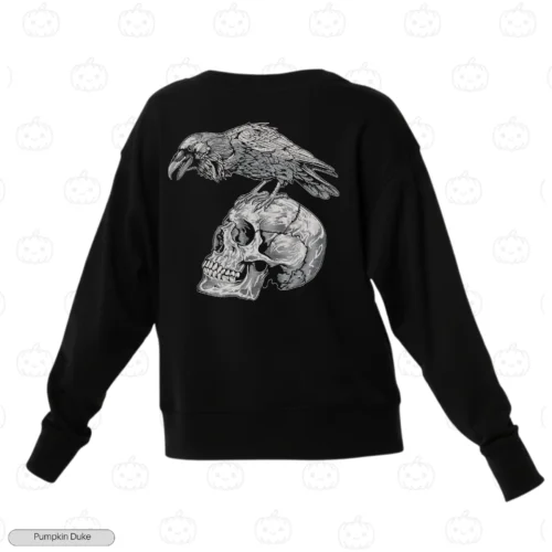 Raven Skull Embroidery Sweatshirt