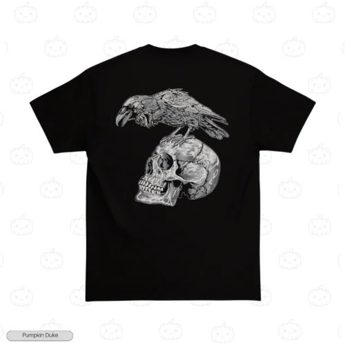 Raven Skull Embroidery T-Shirt
