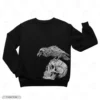 Raven Skull Embroidery Sweatshirt