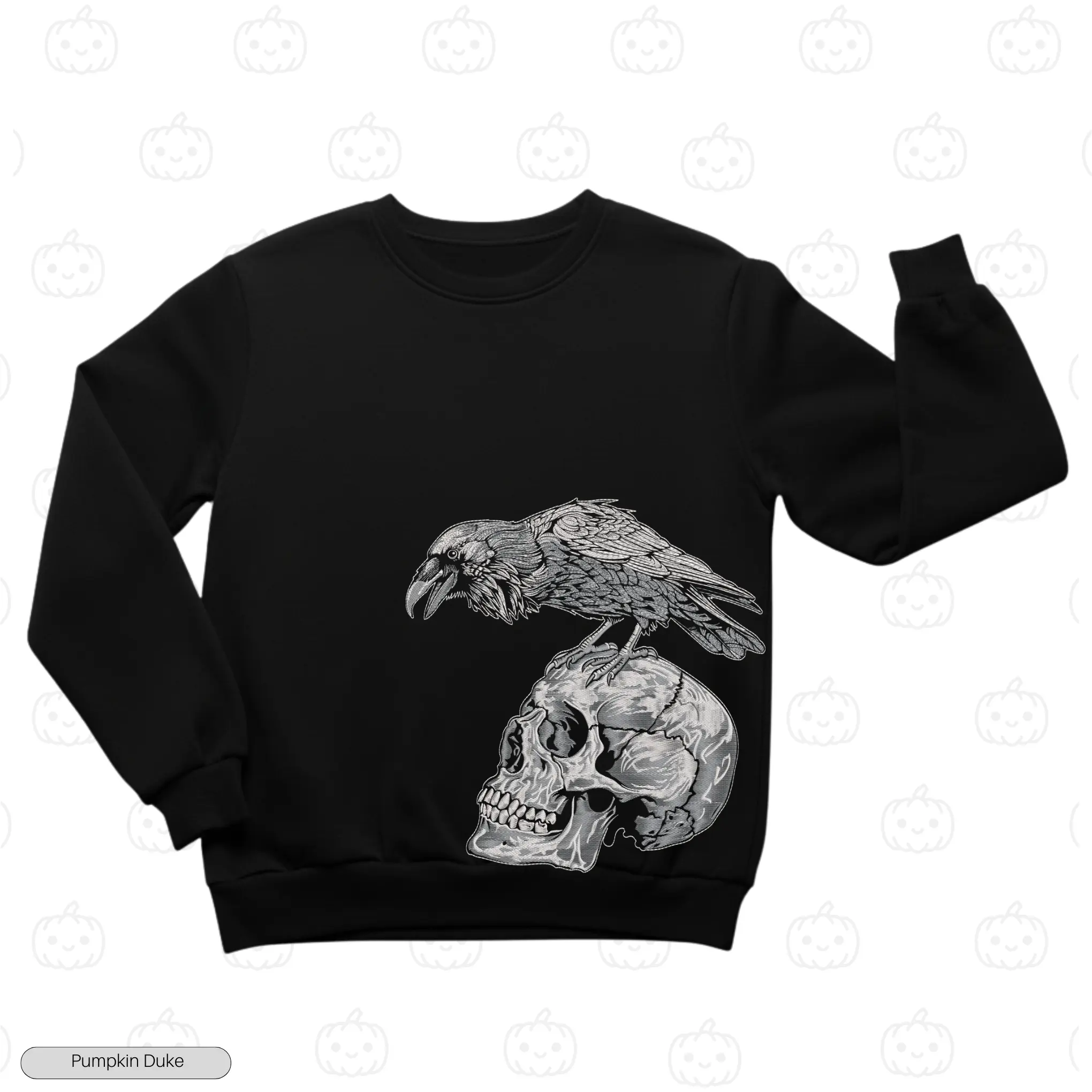 Raven Skull Embroidery Sweatshirt