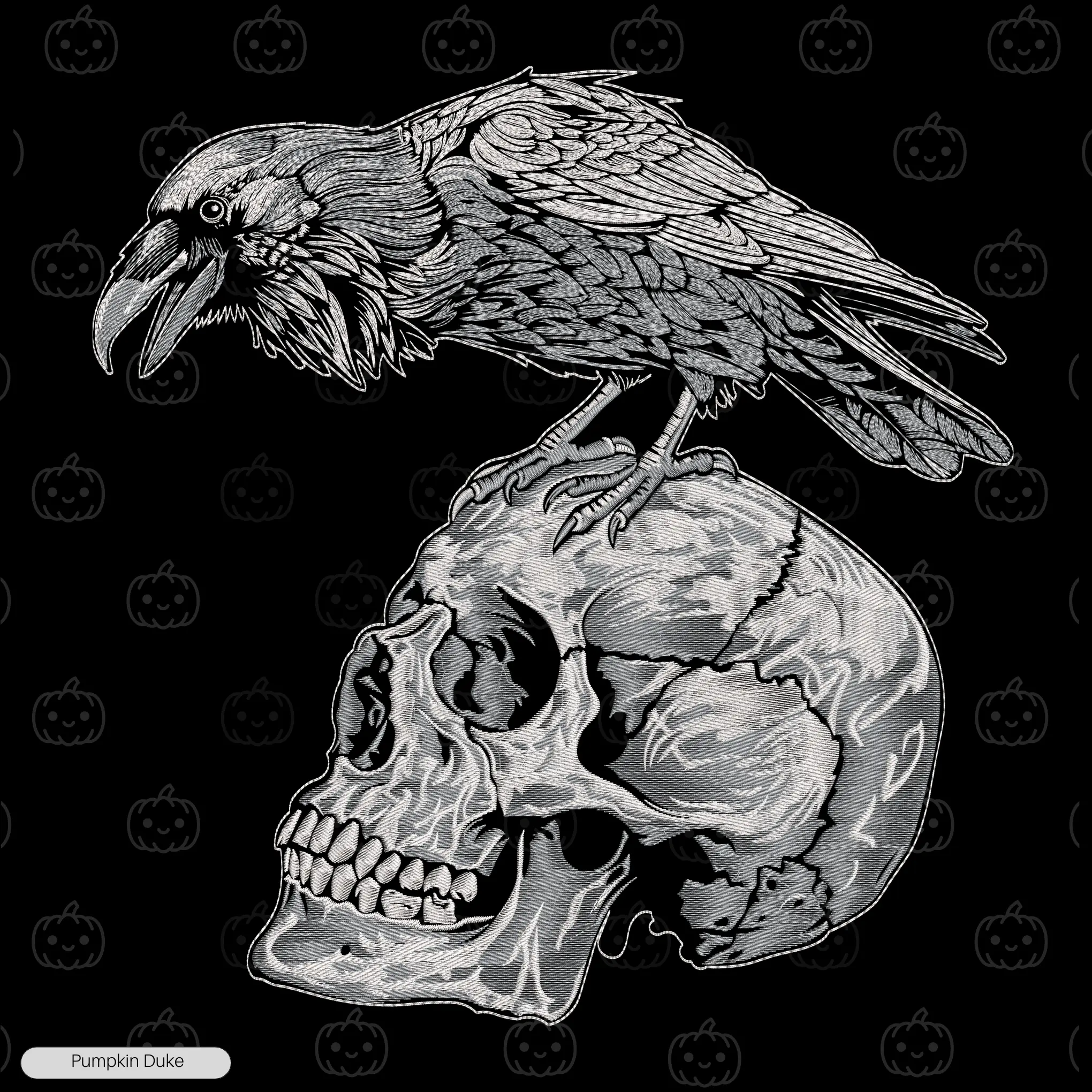 Raven Skull Embroidery Sweatshirt