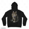 Realistc Maine Coon Cat Black Back Embroidery Hoodie Realistic Maine Coon Cat Embroidery Hoodie