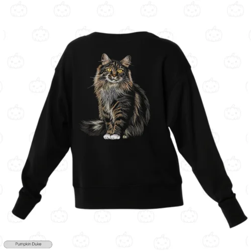 Realistic Maine Coon Cat Embroidery Sweatshirt