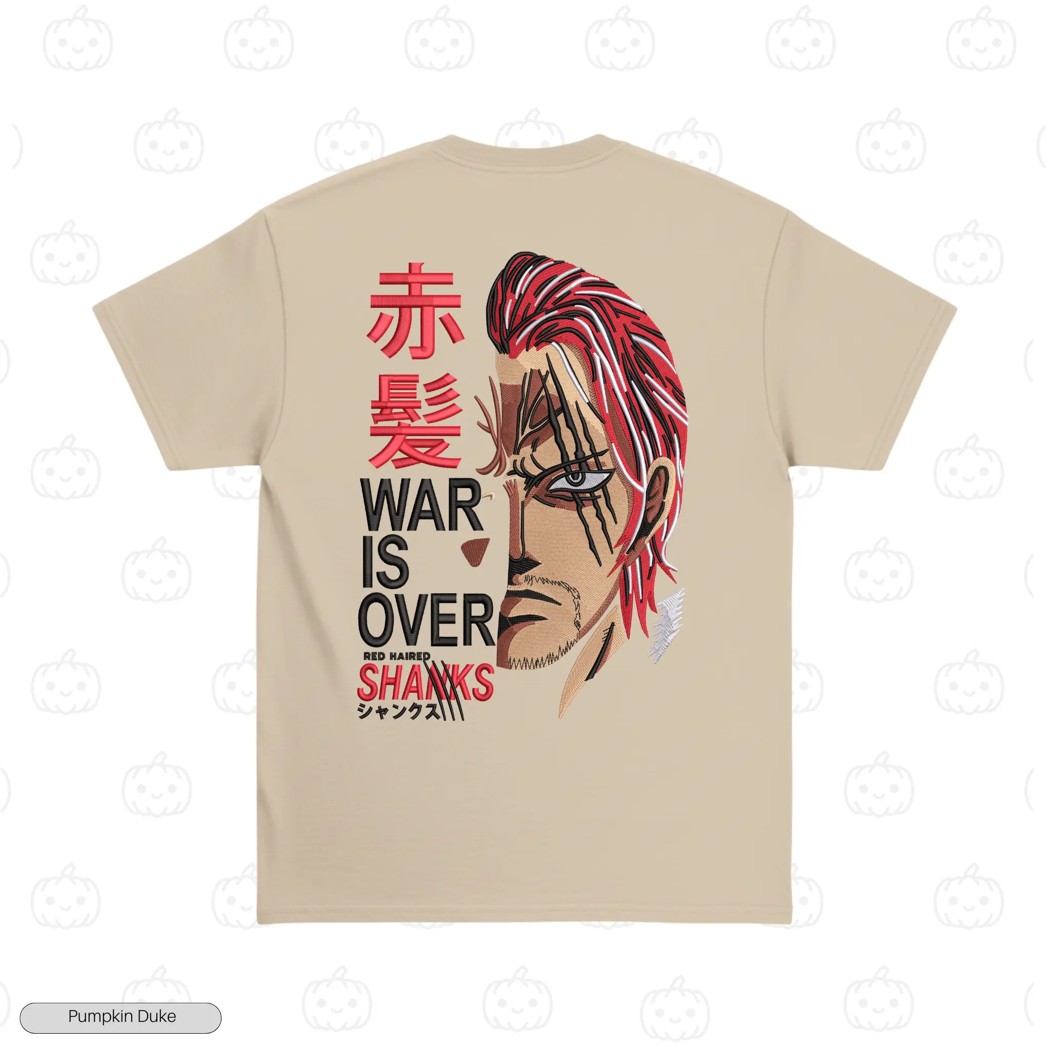Shanks War Is Over Beige Back Embroidery T-Shirt Shanks War Is Over Embroidery T-Shirt