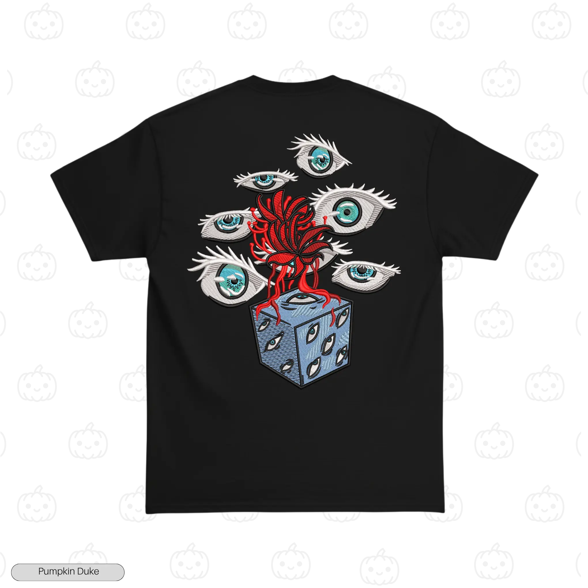 Six Eyes Cube Black Back Embroidery T-Shirt Six Eyes Cube Embroidery T-Shirt