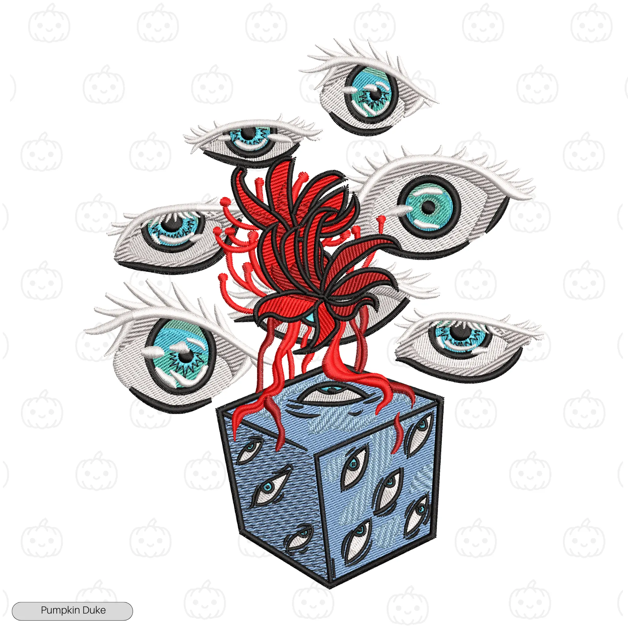 Six Eyes Cube Embroidery Design Six Eyes Cube Embroidery T-Shirt