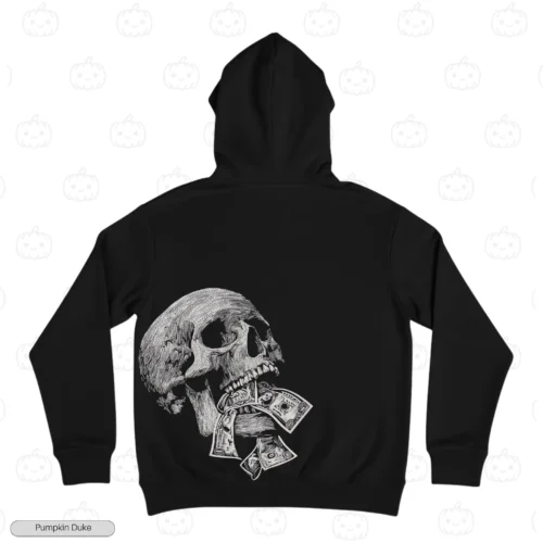 Skull With Money Embroidery Hoodie