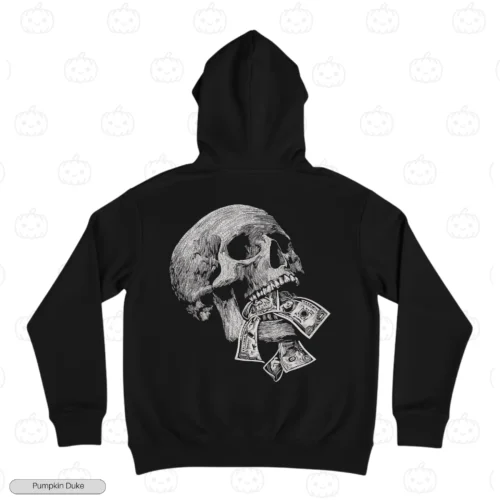Skull With Money Embroidery Hoodie