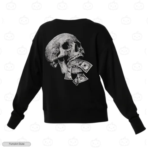 Skull With Money Embroidery Sweatshirt