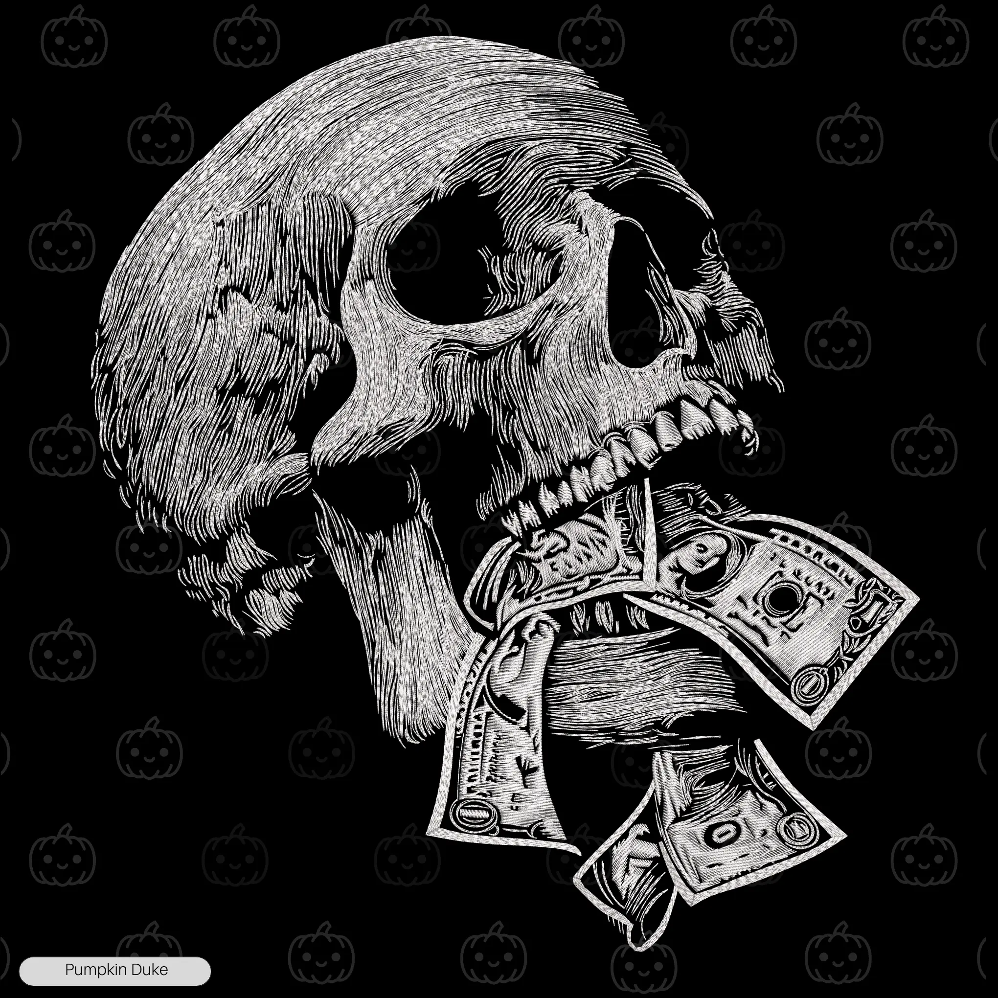 Skull With Money Embroidery Hoodie