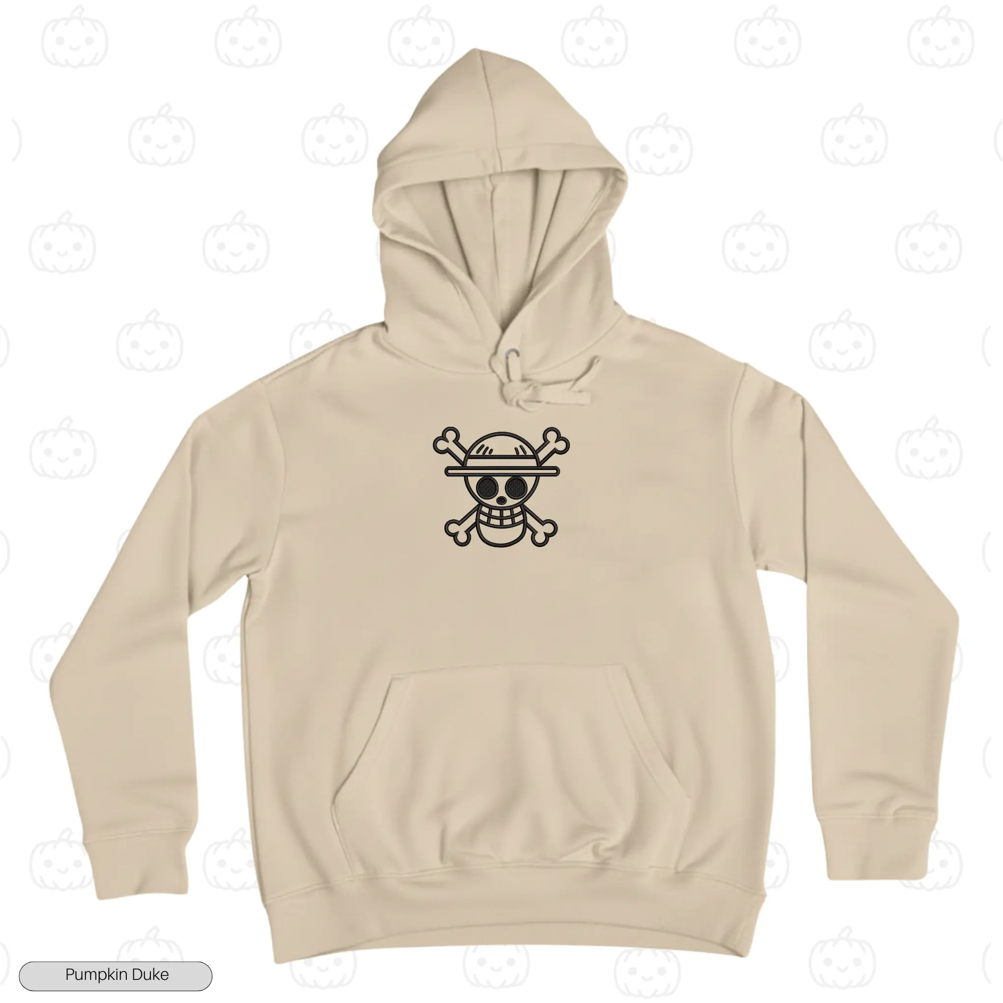 Straw Hat Logo V1 Beige Front Embroidery Hoodie Straw Hat Logo V1 Embroidery Hoodie