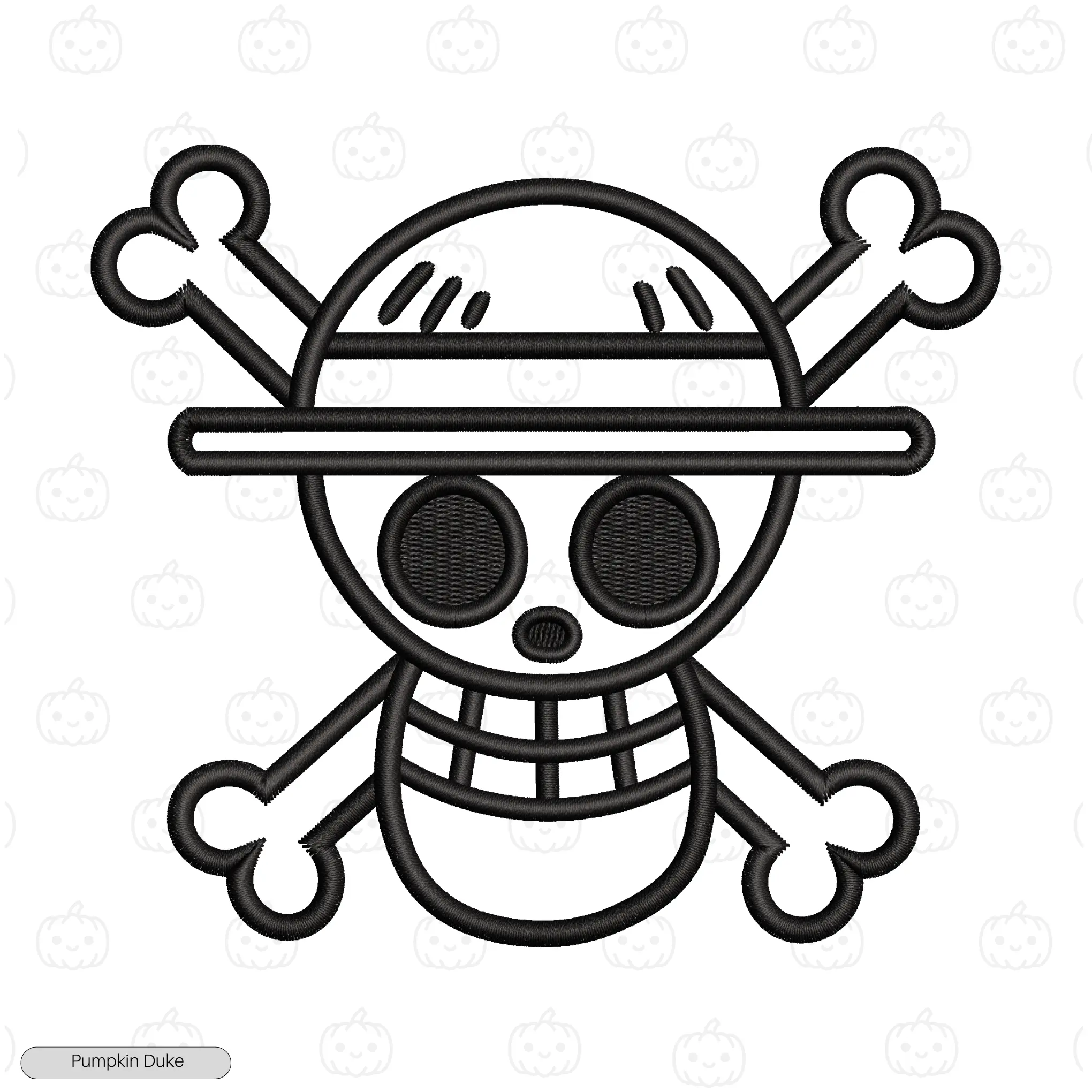 Straw Hat Logo V1 Black Embroidery Design Straw Hat Logo V1 Embroidery T-Shirt