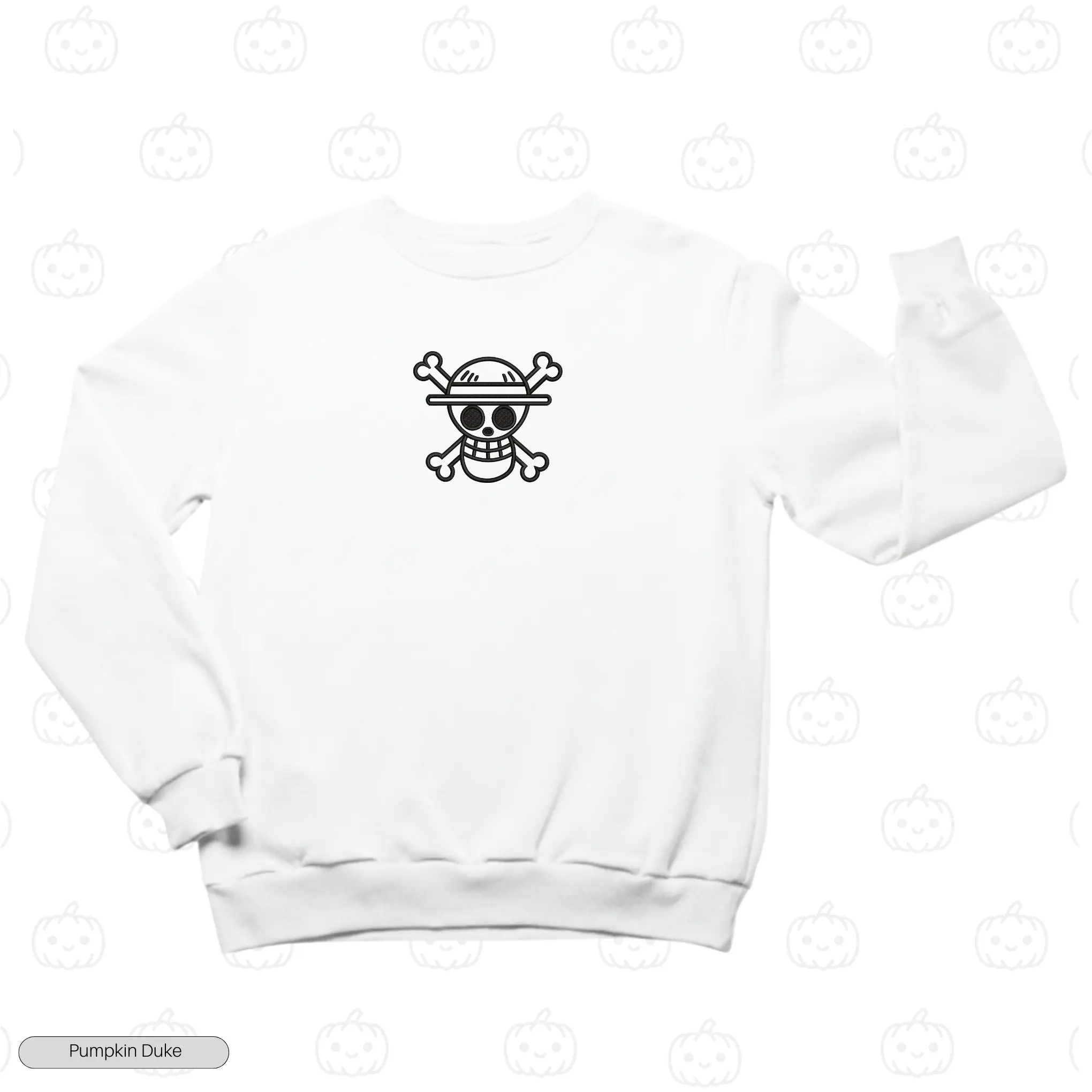 Straw Hat Logo V1 White Front Embroidery Sweatshirt Straw Hat Logo V1 Embroidery Sweatshirt