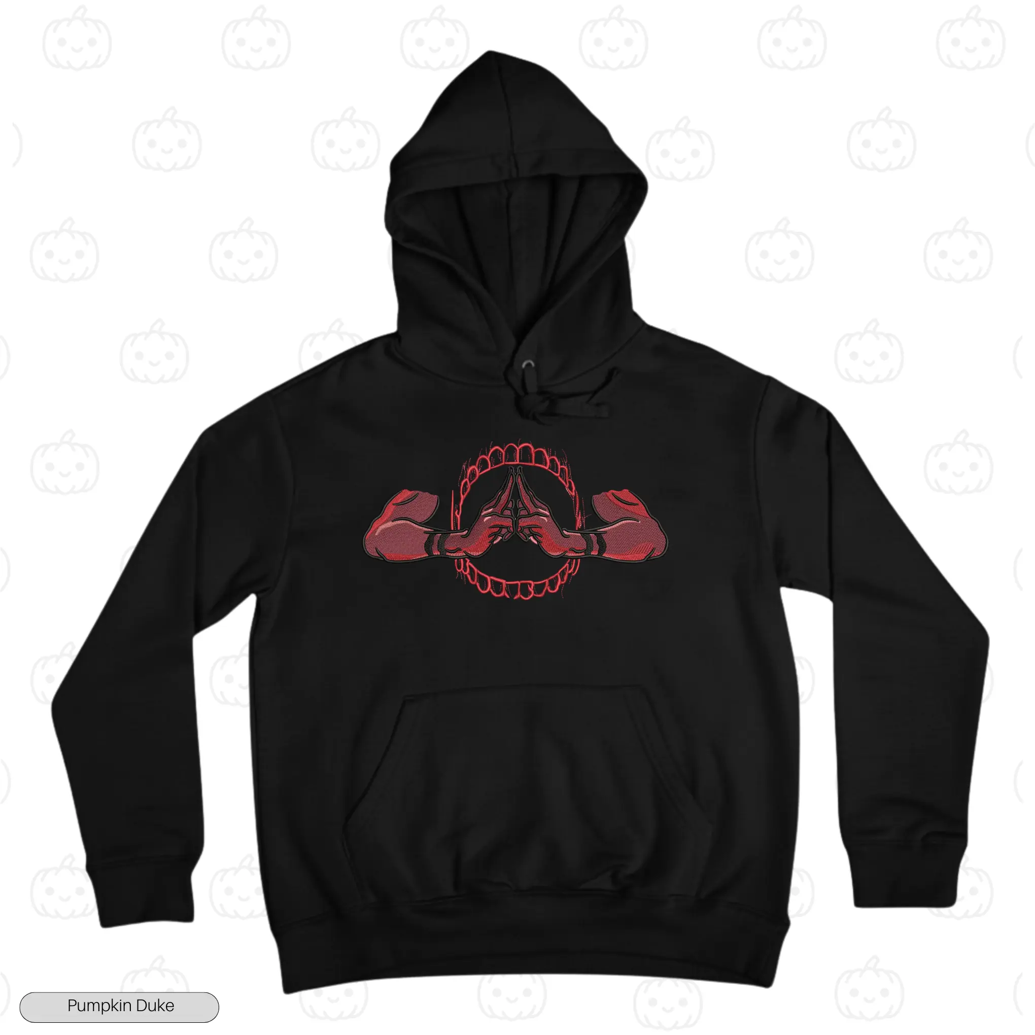 Sukuna Domain Expansion Hands Black Front Embroidery Hoodie Sukuna Domain Expansion V1 Embroidery Hoodie