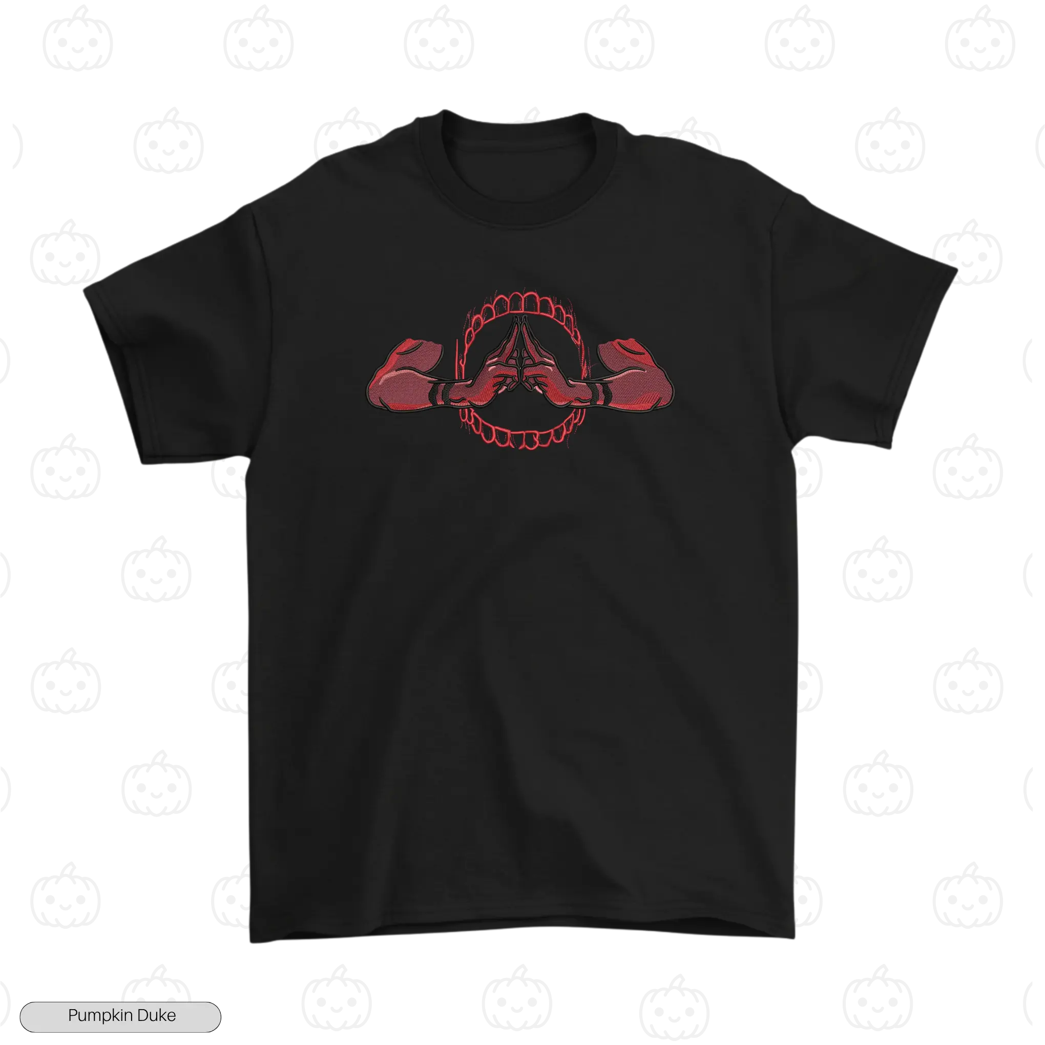 Sukuna Domain Expansion Hands Black Front Embroidery T-Shirt Sukuna Domain Expansion V1 Embroidery T-Shirt