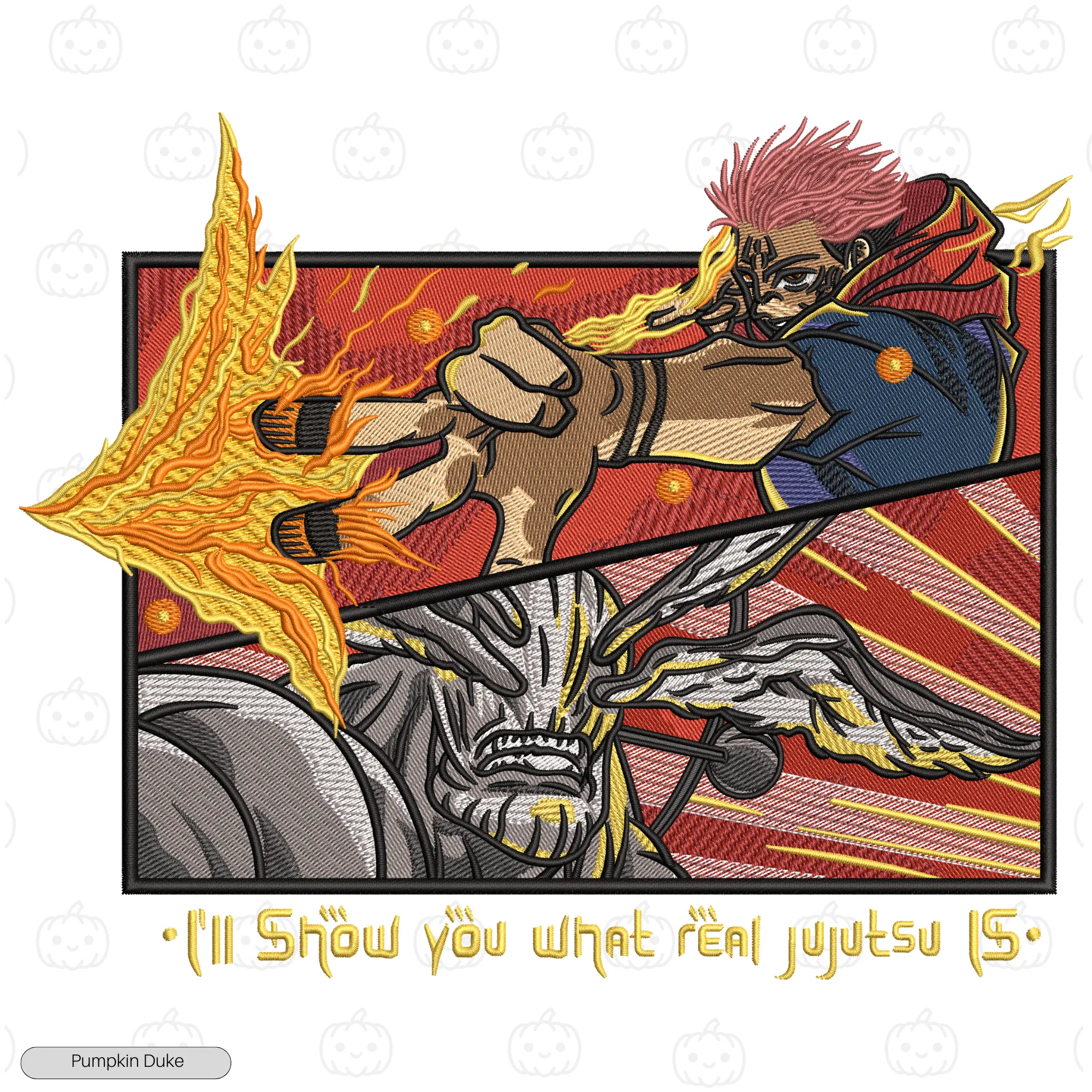 Sukuna Vs Mahoraga Embroidery Design Sukuna X Mahoraga Embroidery Sweatshirt