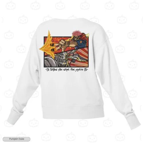 Sukuna Vs Mahoraga White Back Embroidery Sweatshirt Sukuna X Mahoraga Embroidery Sweatshirt