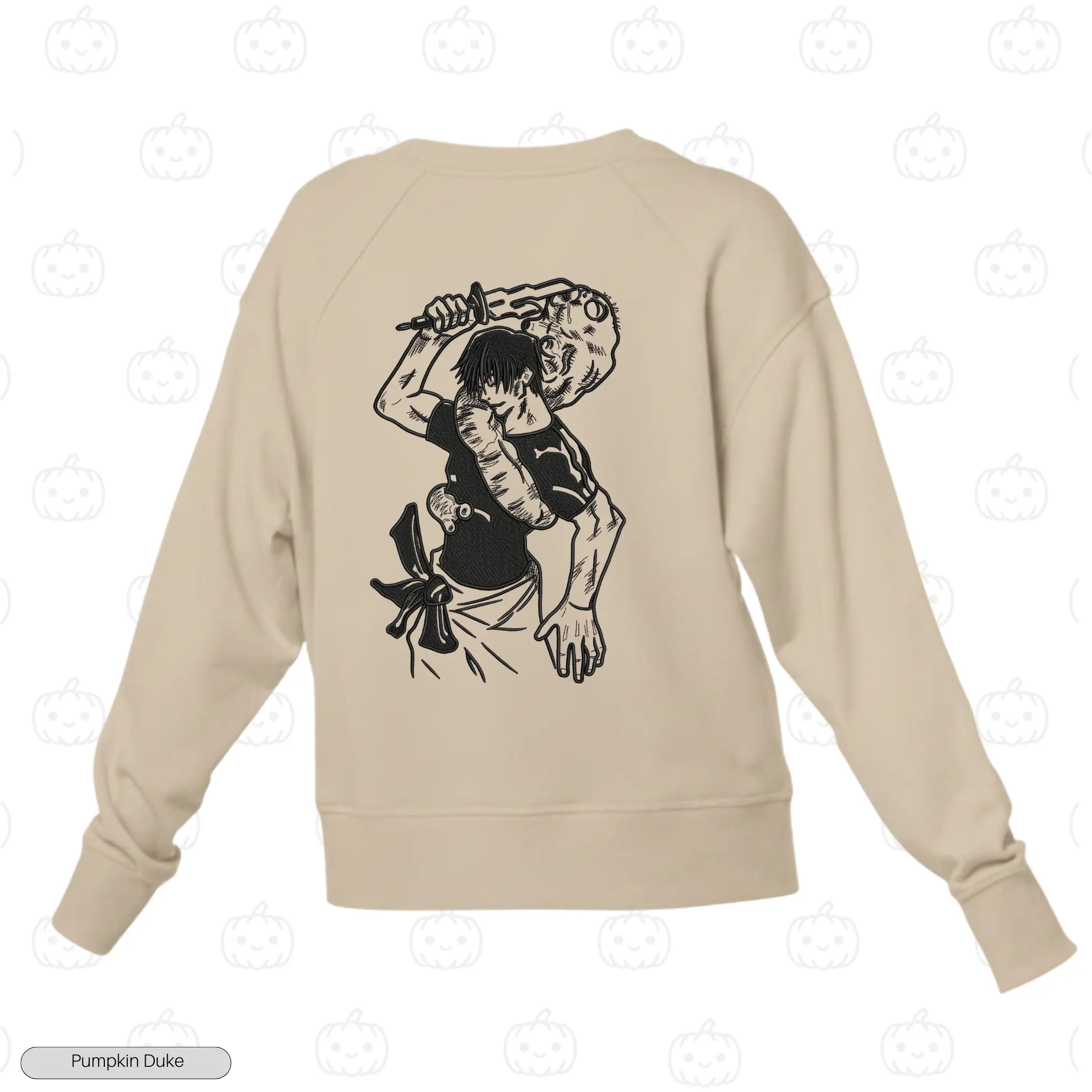 Toji Flexing Beige Back Embroidery Sweatshirt Toji Flexing Embroidery Sweatshirt