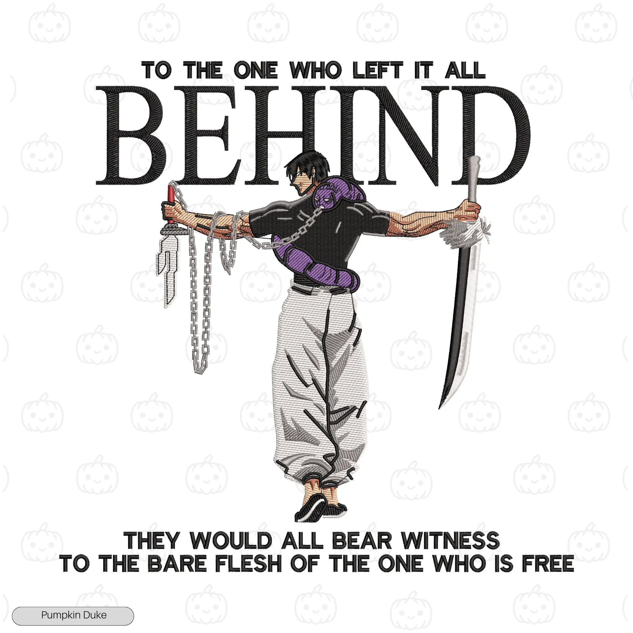 Toji The One Who Left Black Embroidery Design Toji The One Who Left It All Behind Embroidery Sweatshirt