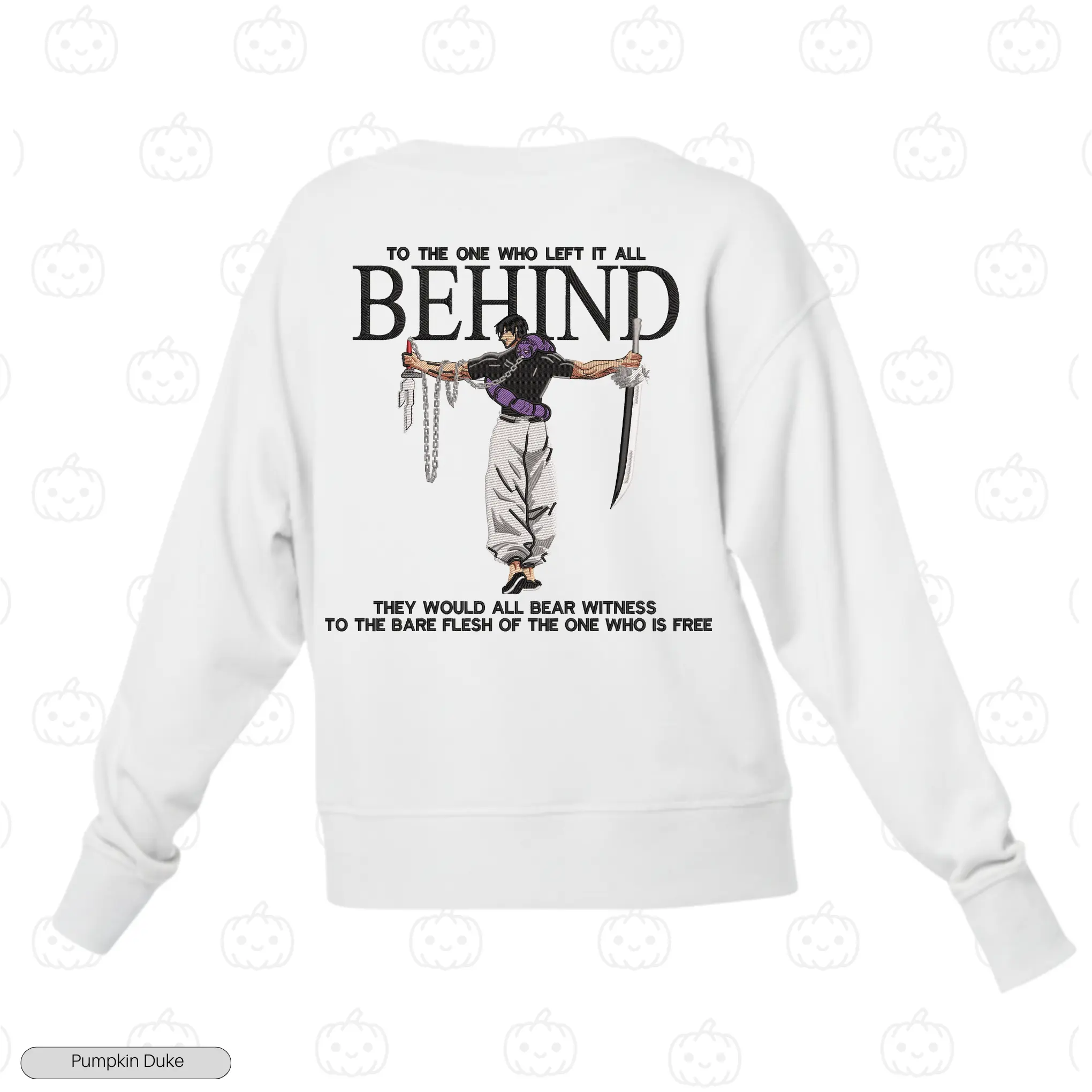 Toji The One Who Left White Back Embroidery Sweatshirt Toji The One Who Left It All Behind Embroidery Sweatshirt