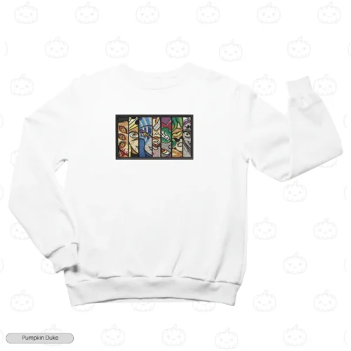 Upper Moons V1 White Front Embroidery Sweatshirt Upper Moons V1 Embroidery Sweatshirt