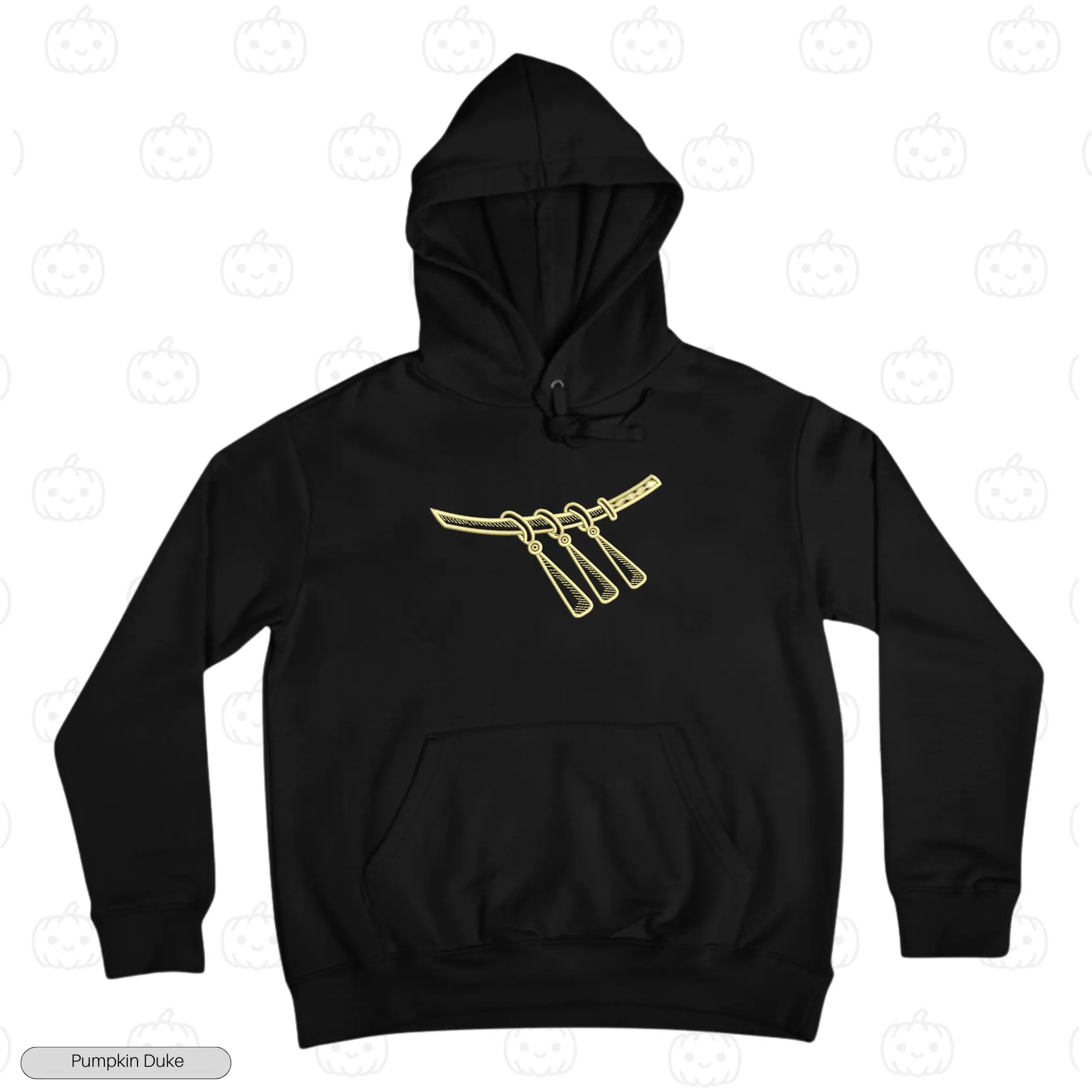 Zoro Sword Earrings Black Front Embroidery Hoodie Roronoa Zoro Sword Earrings Embroidery Hoodie