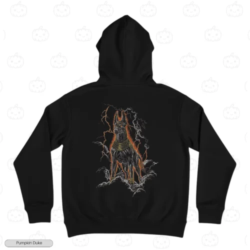Anubis Jackal Black Back Embroidery Hoodie Anubis Jackal Embroidery Hoodie