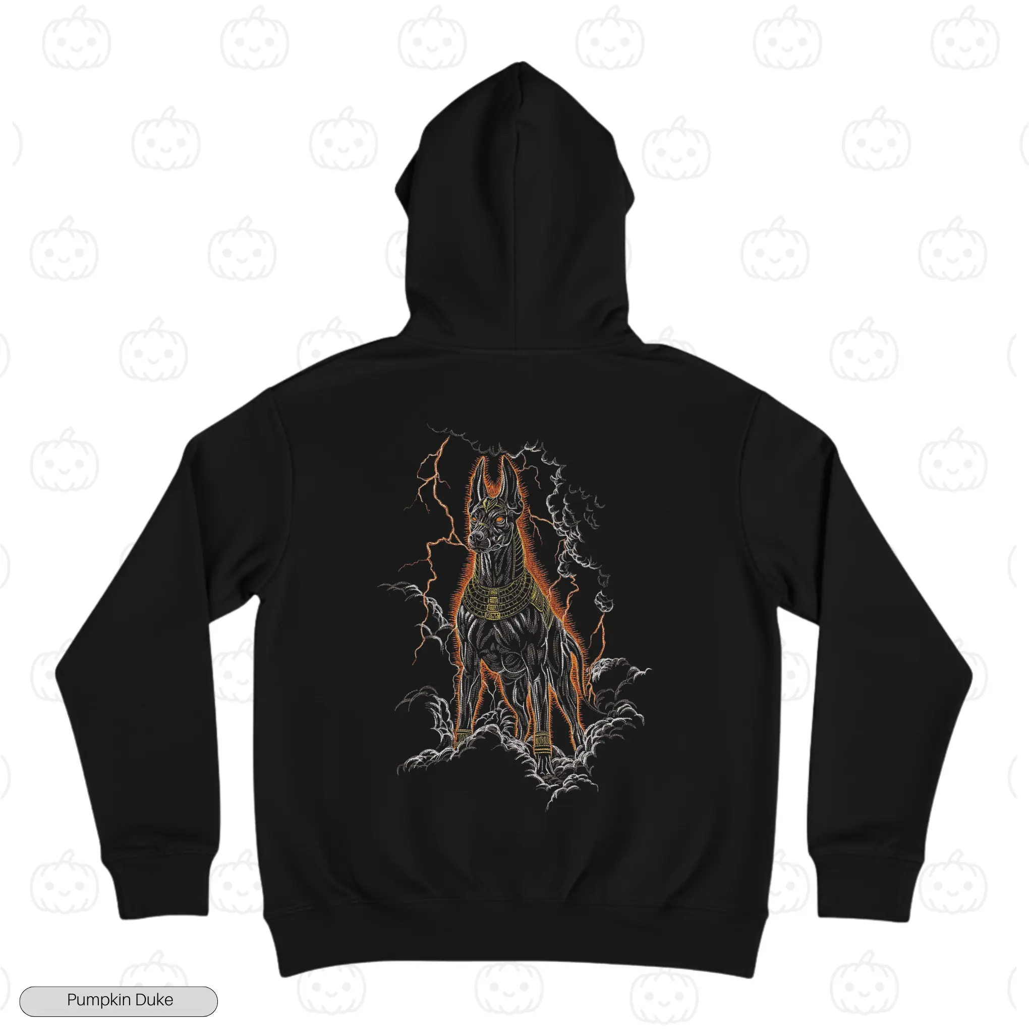 Anubis Jackal Black Back Embroidery Hoodie Anubis Jackal Embroidery Hoodie