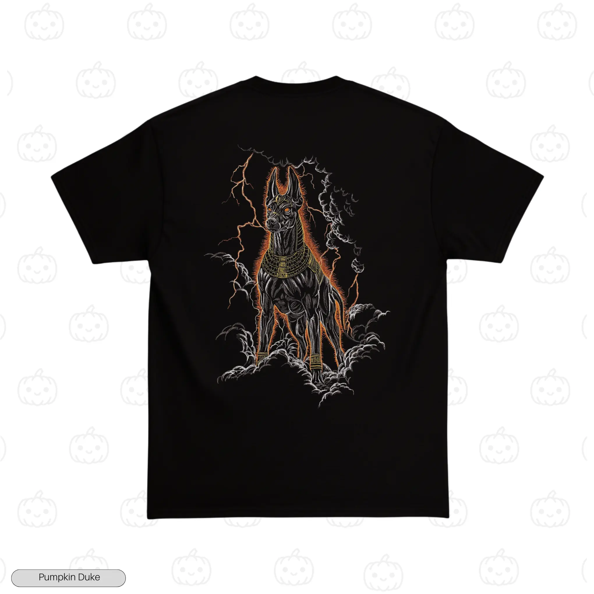 Anubis Jackal Black Back Embroidery T-Shirt Anubis Jackal Embroidery T-Shirt