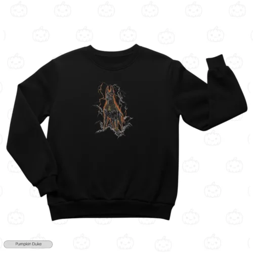 Anubis Jackal Black Front Embroidery Sweatshirt Anubis Jackal Embroidery Sweatshirt