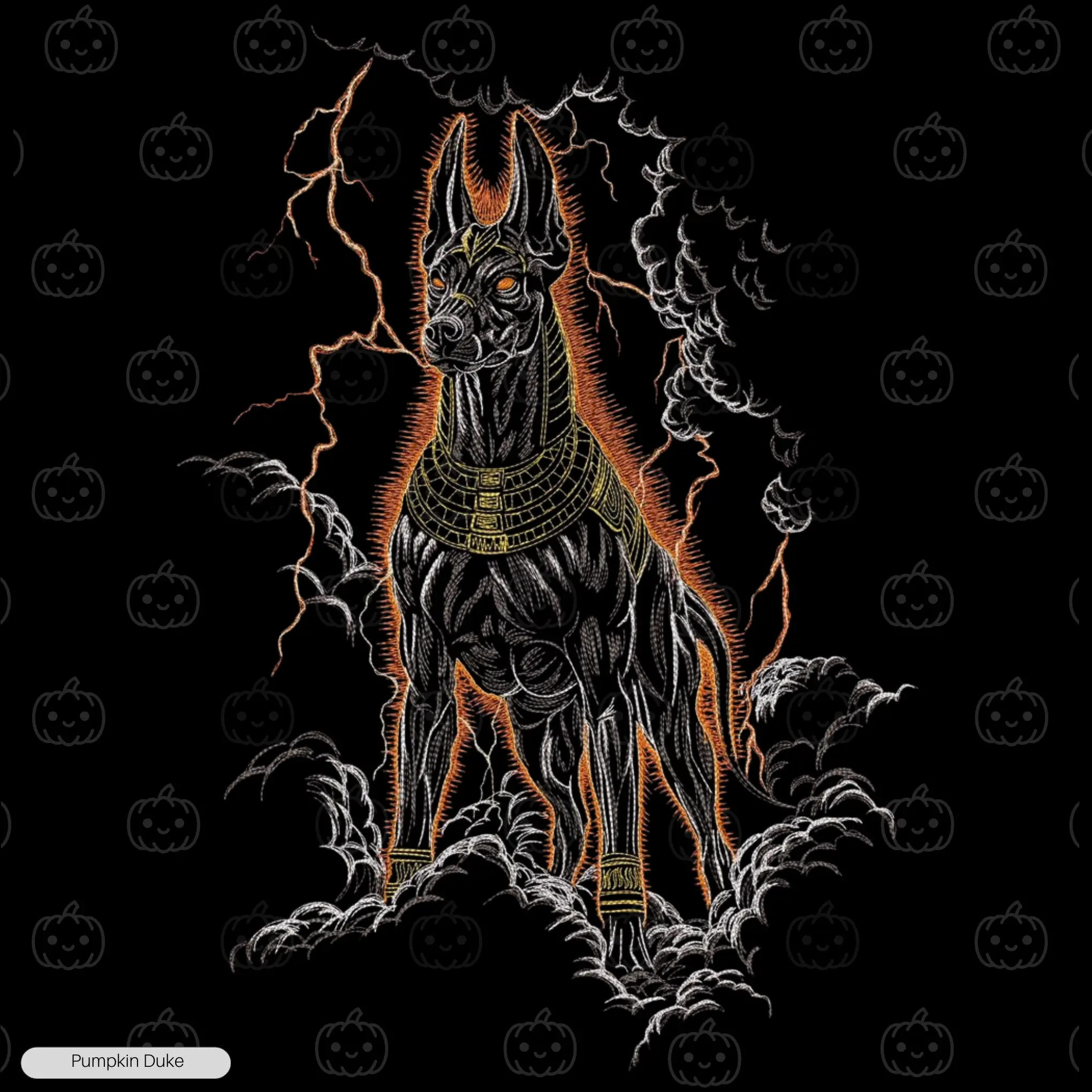 Anubis Jackal Embroidery Design Anubis Jackal Embroidery T-Shirt