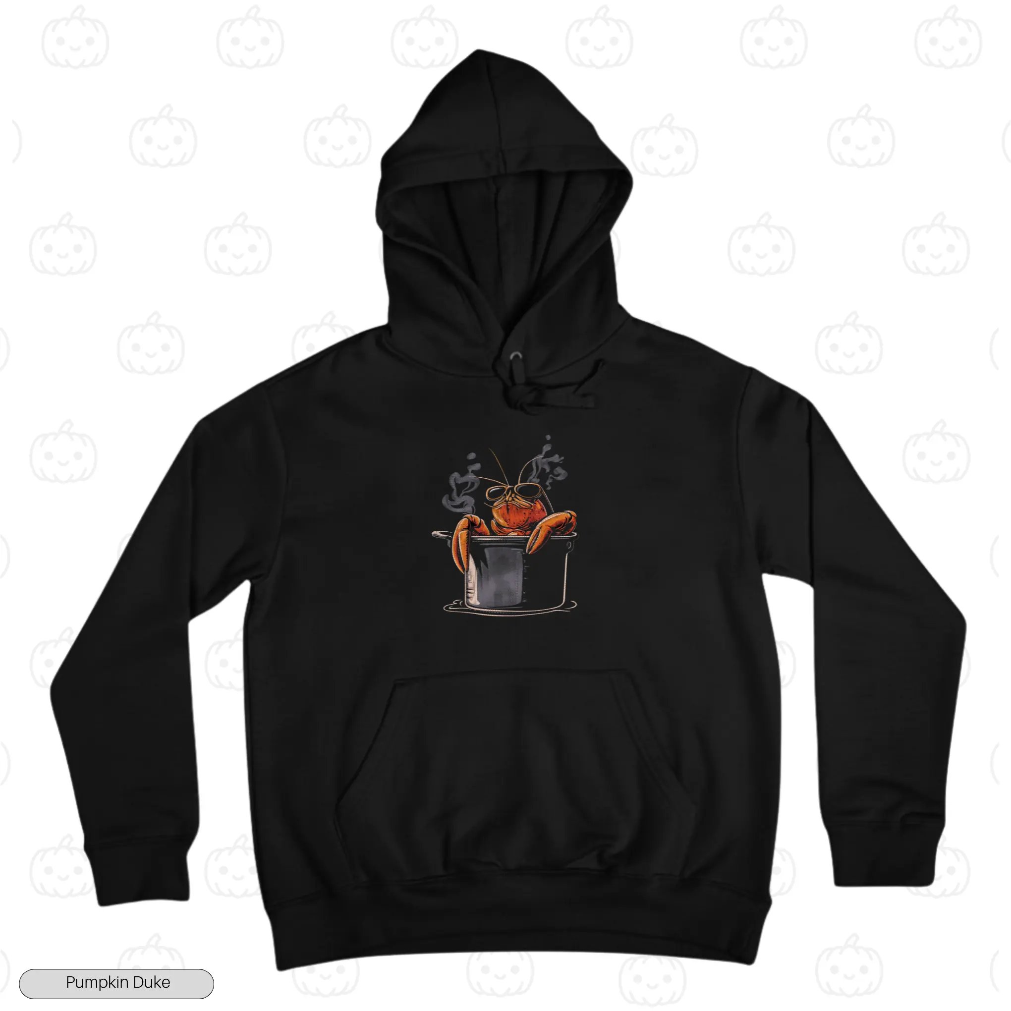 Boiled Lobster Black Front Embroidery Hoodie Boiled Lobster Embroidery Hoodie