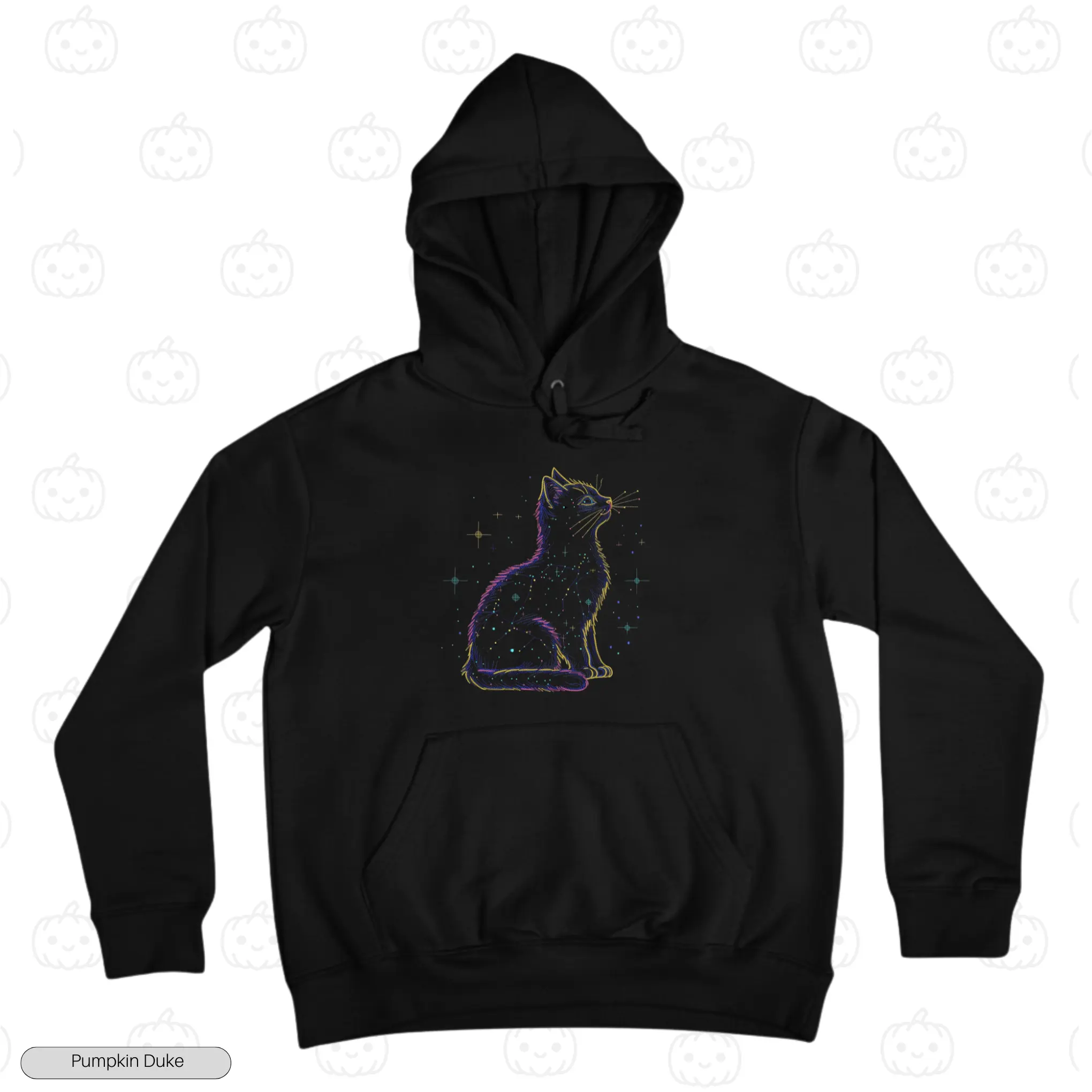 Celestial Cat Embroidery Hoodie