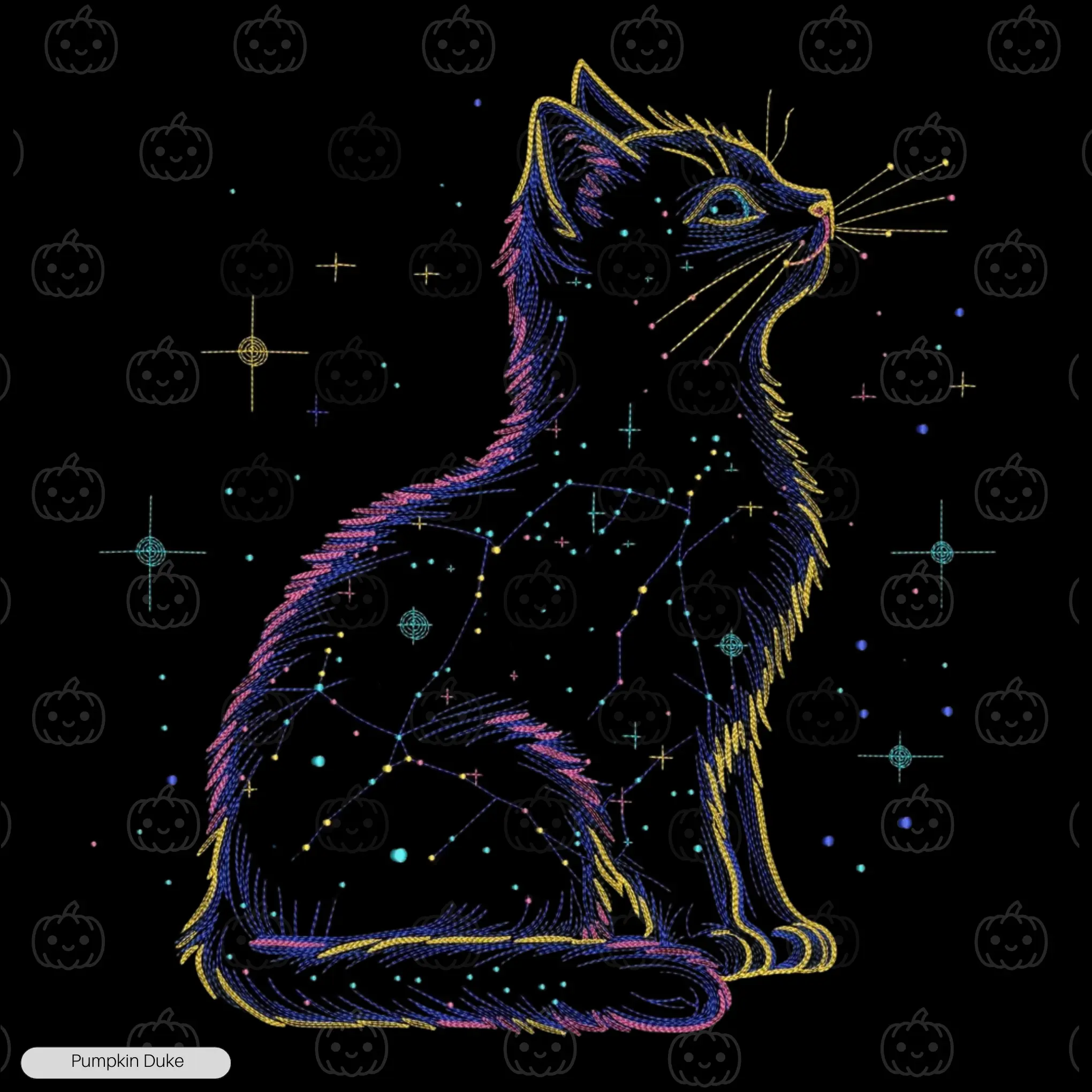 Celestial Cat Embroidery Design Celestial Cat Embroidery T-Shirt