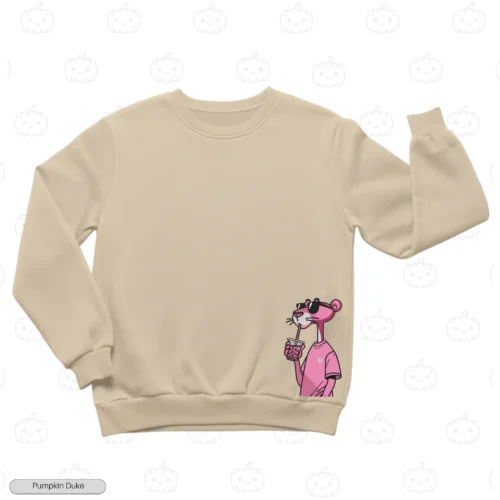 Chill Pink Panther Embroidery Sweatshirt