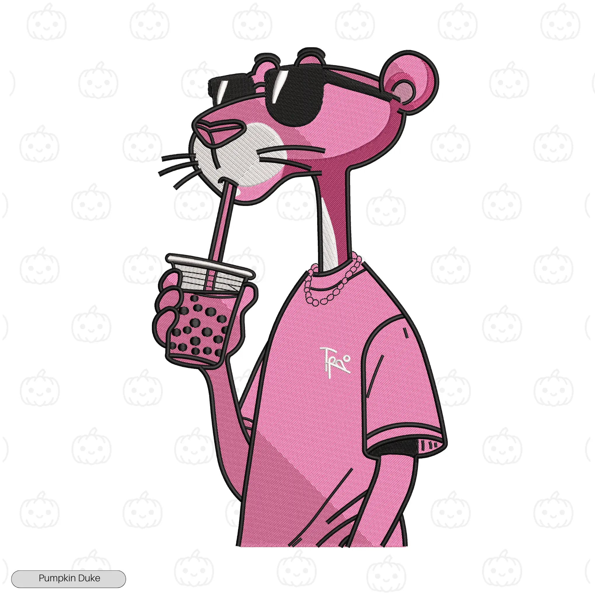 Chill Pink Panther Embroidery Hoodie