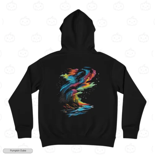Colorful Galaxy Phoenix Art Black Back Embroidery Hoodie Colorful Galaxy Phoenix Art Embroidery Hoodie