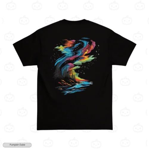 Colorful Galaxy Phoenix Art Black Back Embroidery T-Shirt Colorful Galaxy Phoenix Art Embroidery T-Shirt